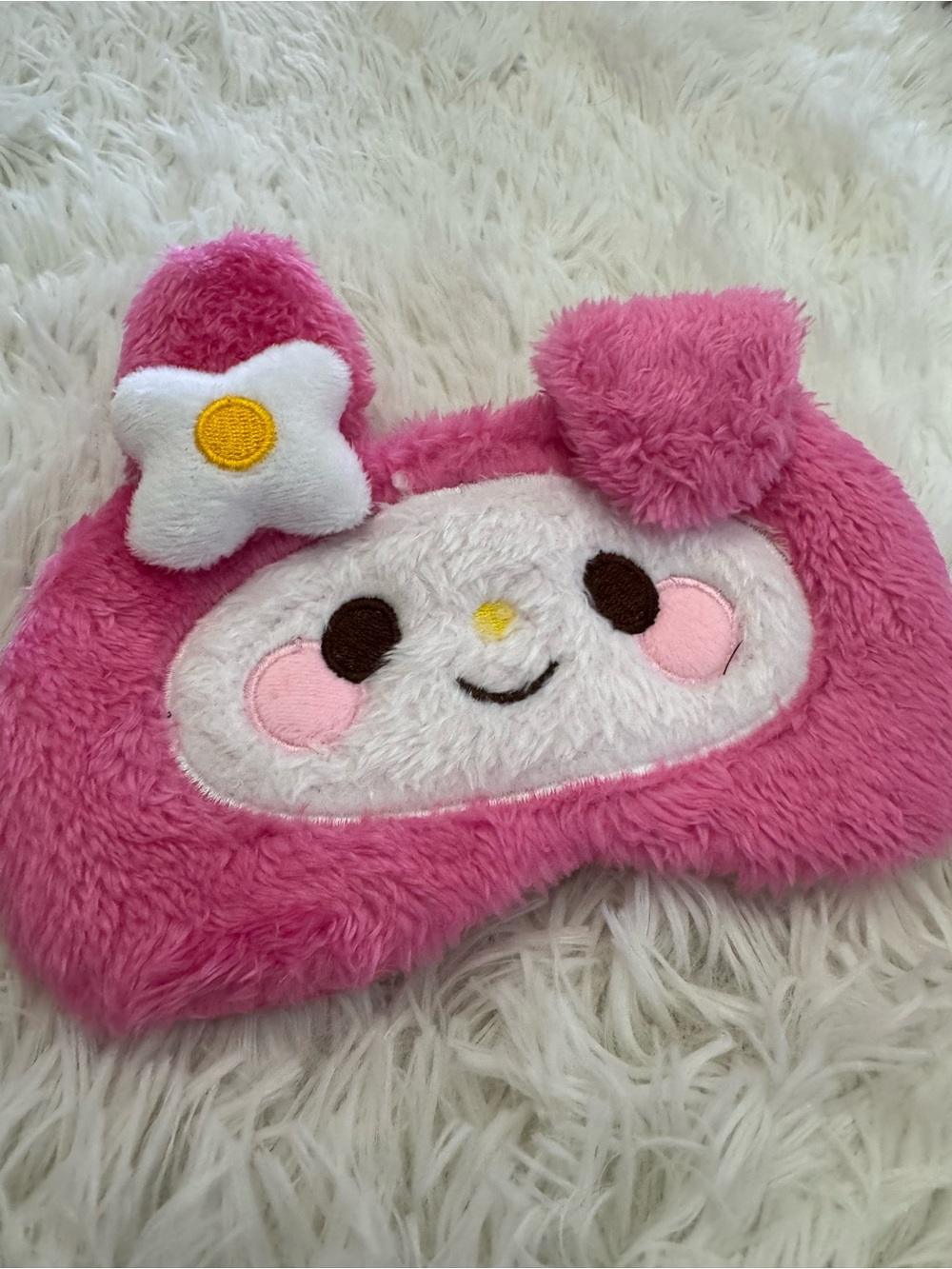 My Melody Plush m with Flower Accent sleep eye mask blackout blindfold